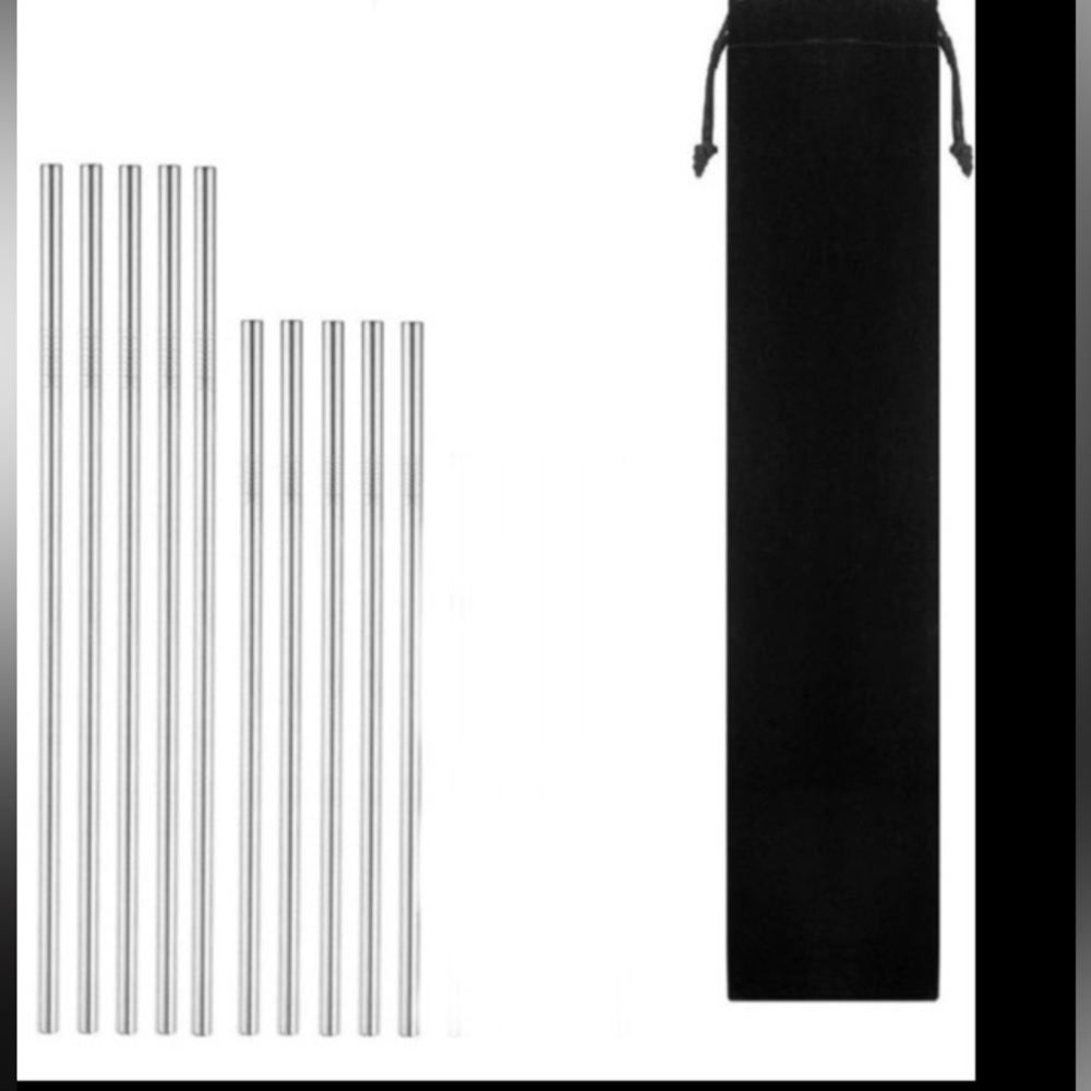 NWT Stainless Steel Reusable Straws with Cleaning Brush